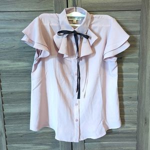 NWOT pink elegant light pink blush button up top size S